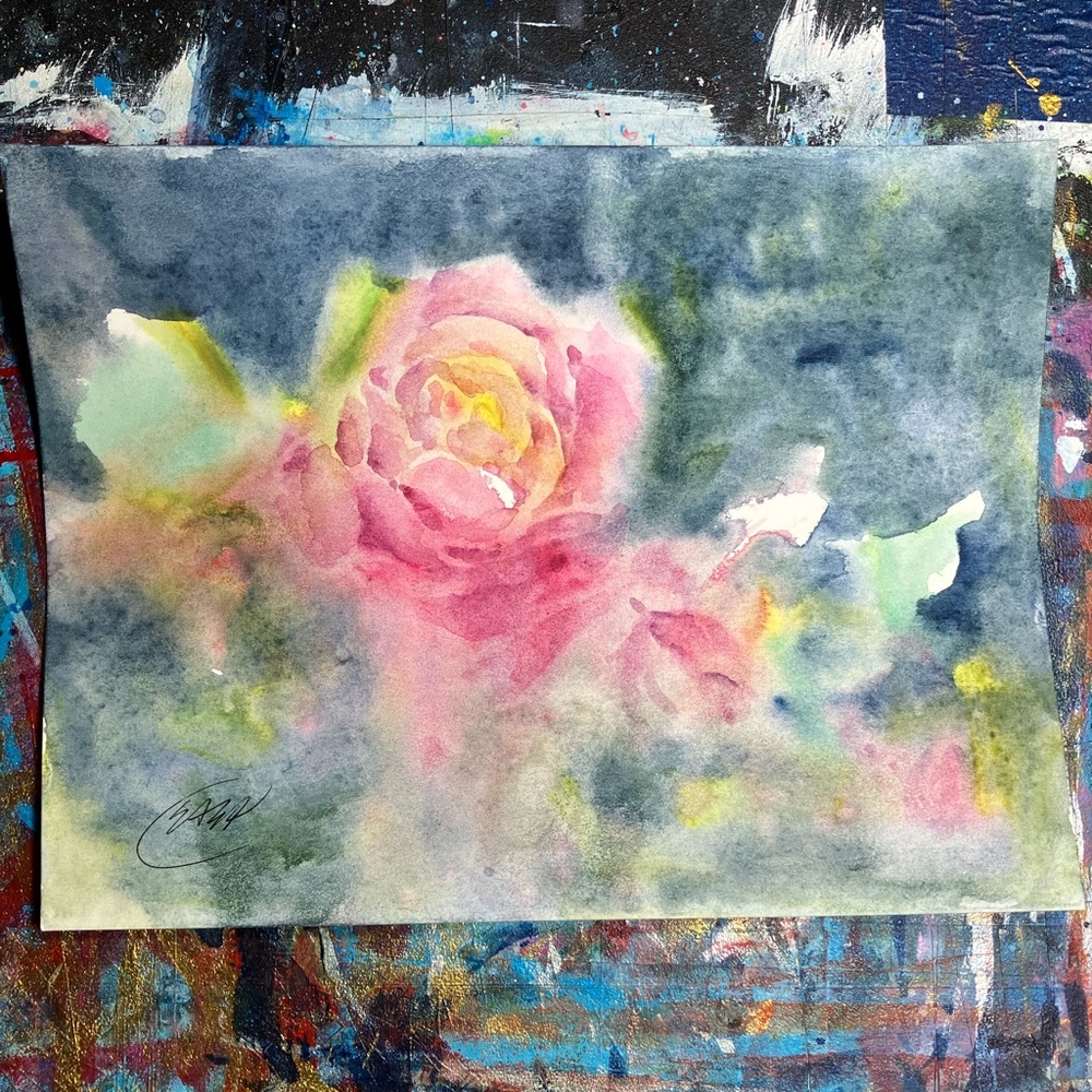 Original Roses painting watercolor impressionist art home decor Ooak Artettina